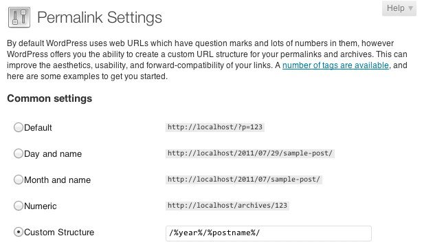 permalinks settings 2