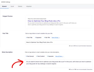 aioseo general settings meta description
