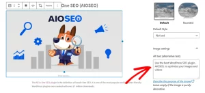 aioseo image settings add alt text