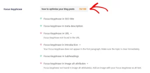 aioseo settings focus keyphrase analysis